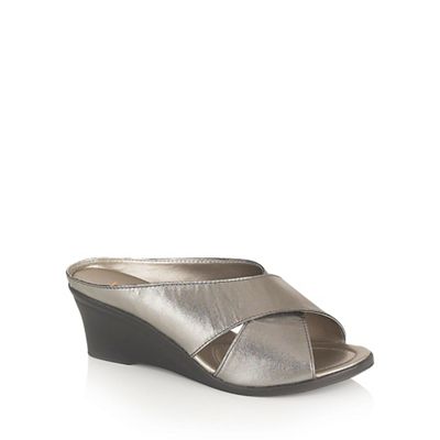 Pewter 'Trino' open toe mules